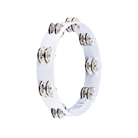 MEINL HTT10WH PANDERETA, DUAL ROW, WHITE,STEEL JINGLES