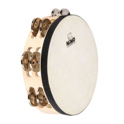 NINO PERCUSSION PANDERETA MADERA CON PARCHE 8, 2 ROWS NINO946