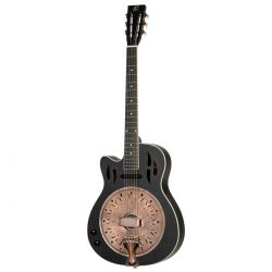 ORTEGA RESONATOR GUITAR,SAT BLACK,LEFT-HAND RRG40CE-DBK-L