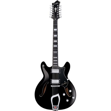 HAGSTROM ELEC. GUITAR. VIKING 12-DLX - BLACK GLOSS, CONTOUR