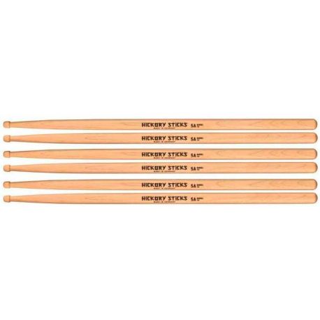 MEINL HICKORY STICKS, 5A, BARREL TIP, 3-PACK HS106-3