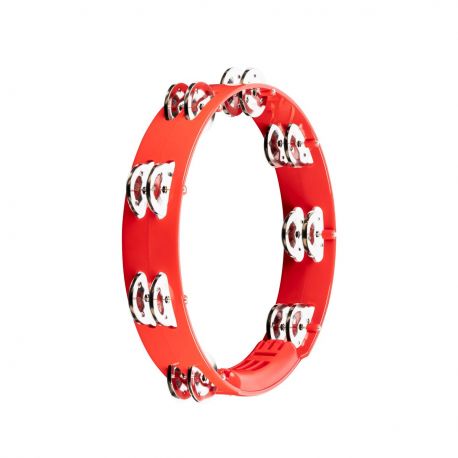 MEINL HTT10R PANDERETA, DUAL ROW, RED, STEEL JINGLES