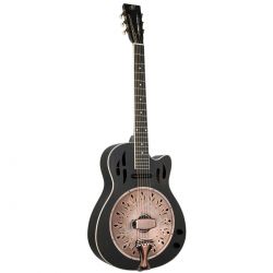 ORTEGA RESONATOR GUITAR,CUTAWAY, SAT BLACK RRG40CE-DBK