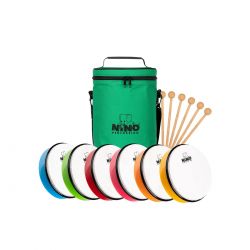 NINO PERCUSSION 8 HAND DRUM SET, FOR 6 KIDS, IN BAG NINOSET45