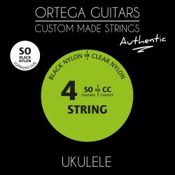 ORTEGA UKE SOPRANO AUTHENTIC STRINGS BLACK UKABK-SO